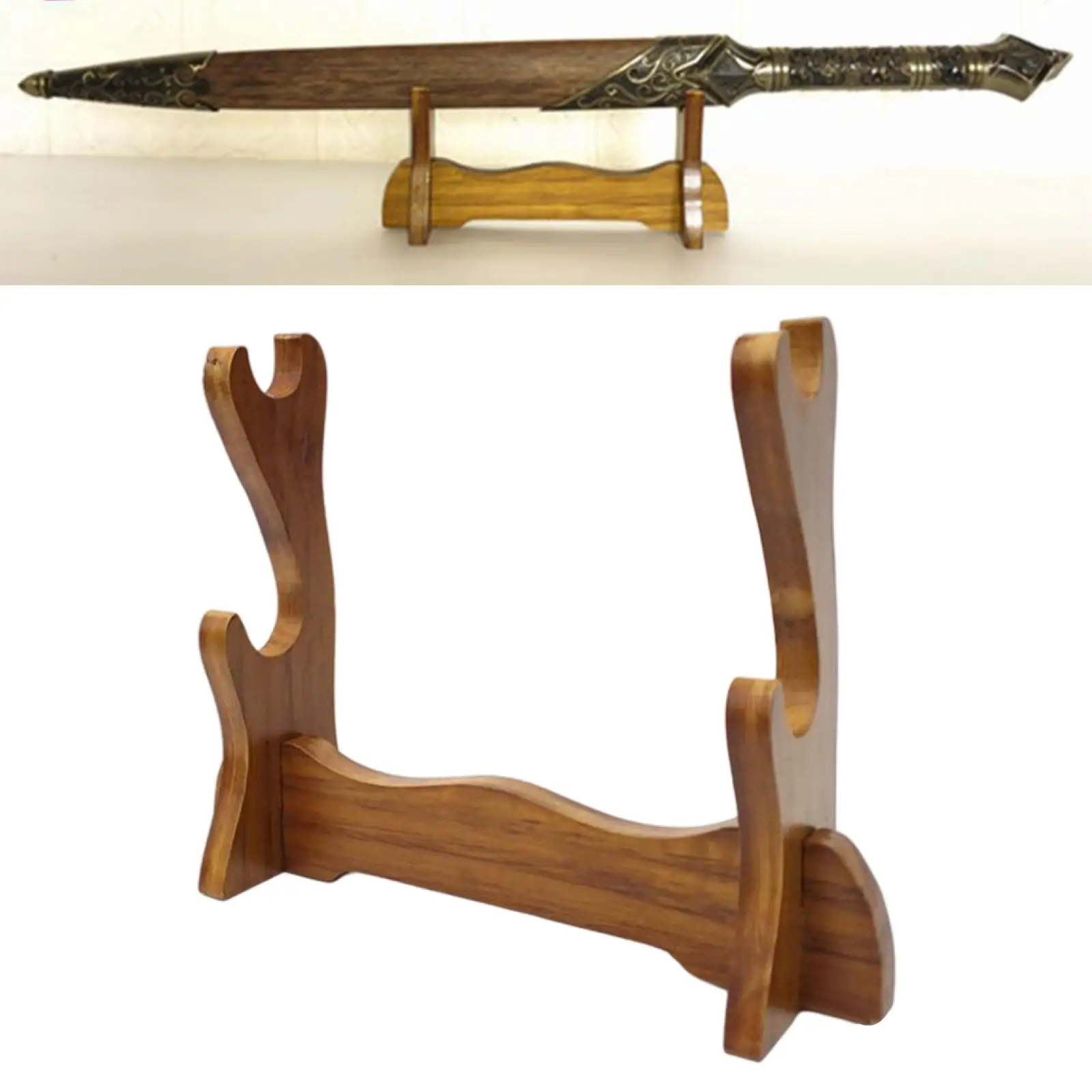 Solid Wood Sword Stand Bracket Display Horizontal for Wakizashi