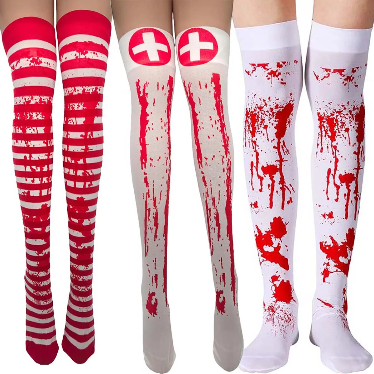 

Женский реквизит для косплея ужасов на Хэллоуин, пятнистые чулки выше колена, высокие носки