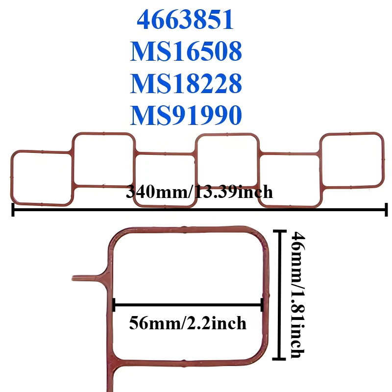 4663851 MS16508 MS91990 For Chrysler Sebring Dodge Avenger Challenger Charger Chrysler 300 LHS Fuel Injection Plenum Gasket