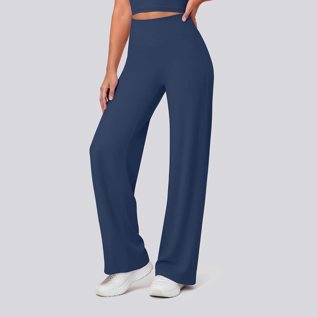 Rooftrellen Damen-Sporthose, Schlaghose, Hochgeschnittene, Lose Weite Hose, Einfarbig, Dünne Fitness-Sporthose für Frauen – Detail 14
