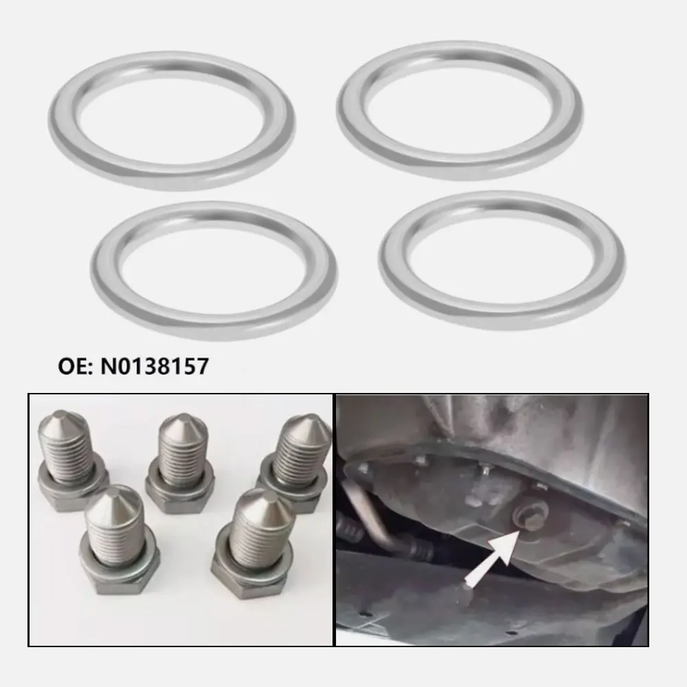 

10pcs Car Engine Thread Oil Drain Sump Plug Silver Gaskets Washer Hole Seal Ring Wear Parts OE# N0138157 for Audi VW Seat Skoda