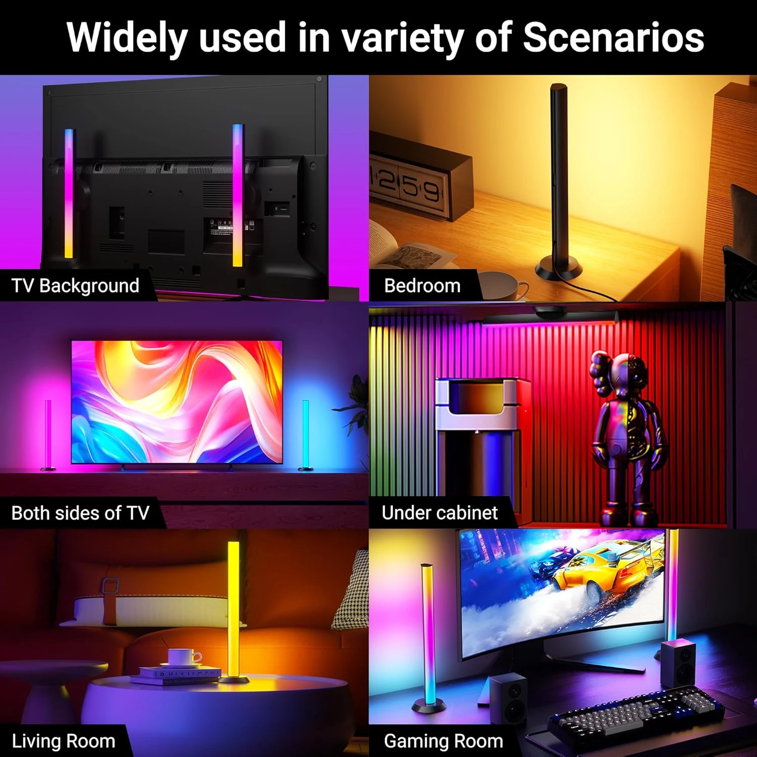 Smart RGB+IC Desktop Ambient Lights, Music Sync, Remote & App Control Multi-Mode Adjustable, USB Powered, Perfect for TV and Dec