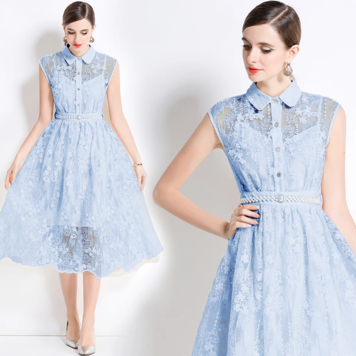 Formal de luxo bordado vestidos de noite feminino verão sem mangas lapela oco para fora crochê renda vestido longo festa jantar vestidos