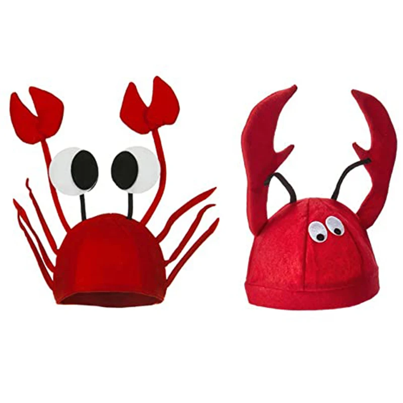 

Unisex Dress Up Funny Party Roleplay Headwear Novelty Crab Red Lobster Hat for Halloween Easter Christmas Festival Decorations