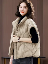 Cotton Padded Down Puffer Vest Women Autumn Winter Outwear Large Size Lightweight Sleeveless Jacket Half Sleeve Waistcoat