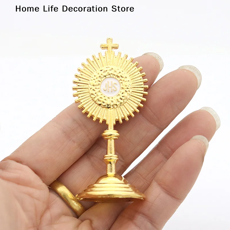 Statue de communion catholique chrétienne, Jésus Hominum Salvator en or, décoration de table pour la maison ou le bureau, figurine religieuse, cadeaux de Noël