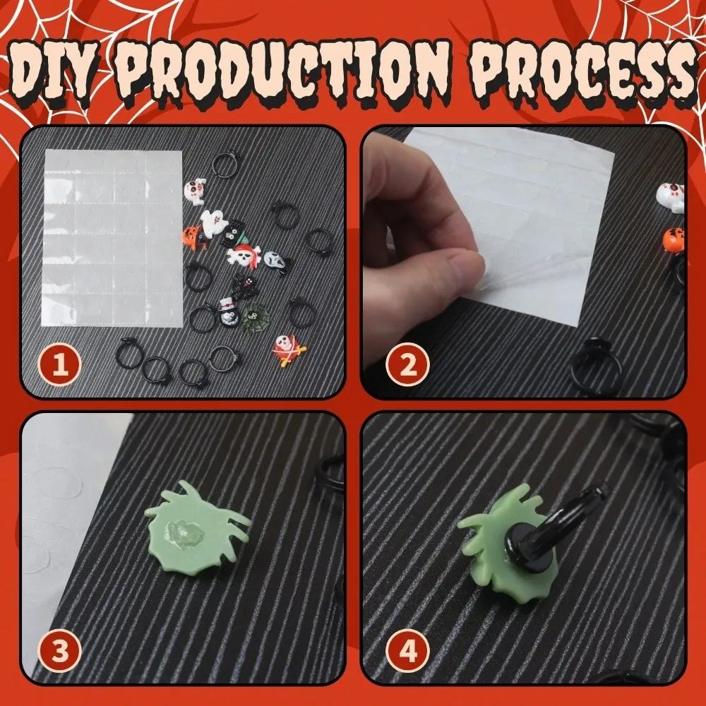 Anneau de décoration araignée pour Halloween, 10 pièces, bricolage, chapeau de magicien, thème d'halloween, anneau de doigt fantôme en résine, pour la journée de tous les saints