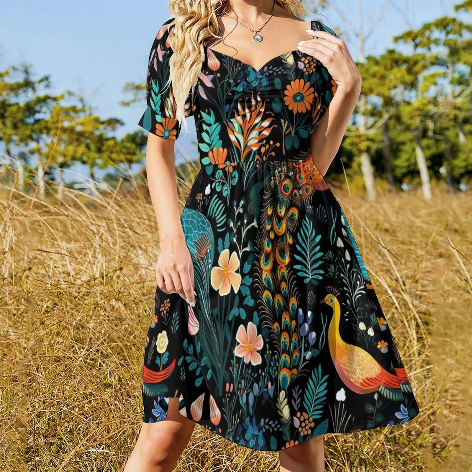 Vestido de pavão Boho personalizado, vestido casual estético, estampa floral, vestidos modernos, verão, 3XL, 4XL, 5XL