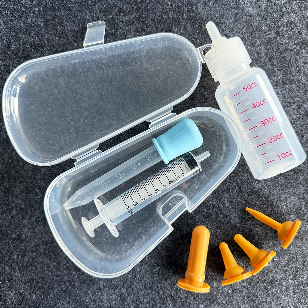 

Newborn Kitten and Puppy Feeding Kit, Soft Silicone Pet Feeding Bottle with Transparent Box, Clean and Easy to Carry