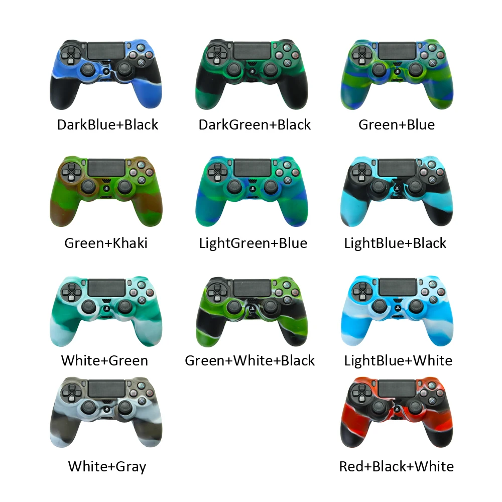 Controller Handle Protective Cover Cases Gamepad Mix-color Soft Silicone Rubber Shell  Camo Case For Sony Playstation 4 PS4