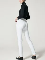 Women White Casual Pants Stretchy Office SKinny Pants for Daily Ankle Leggings Elastic