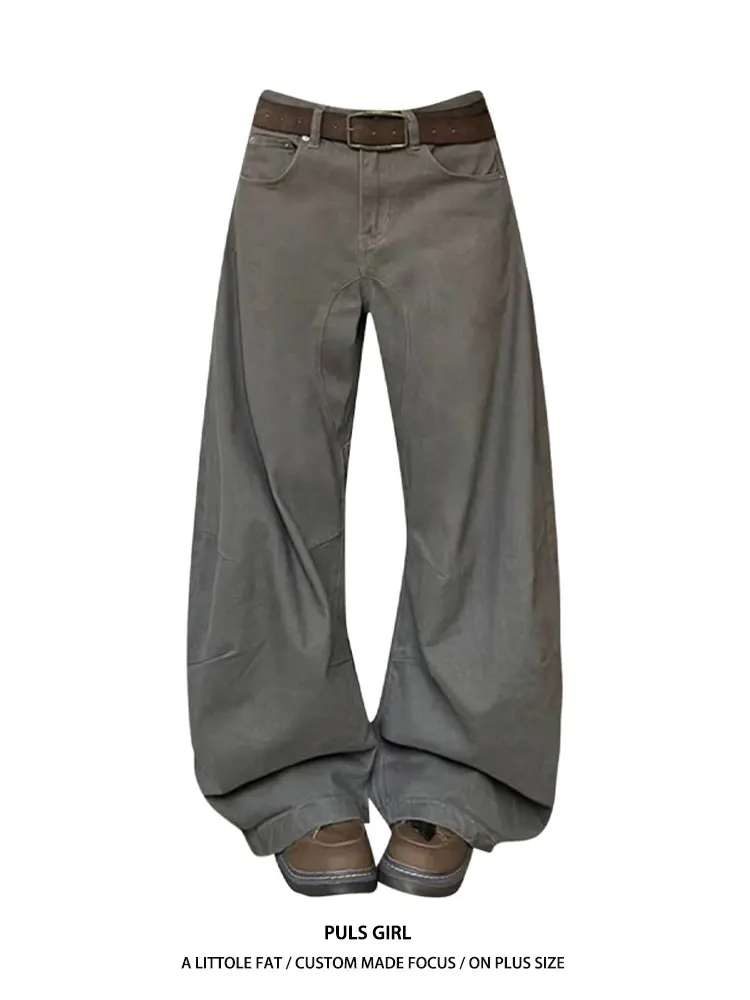 

Свободные джинсы с широкими штанинами, высокой талией, в ретро-стиле, унисекс, больших размеров, из денима, повседневные, прямые брюки