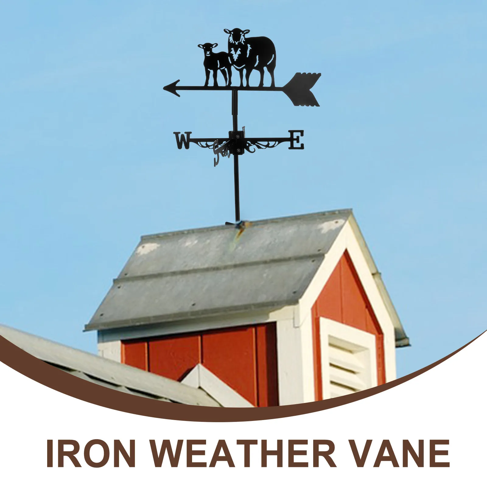 Sheep Weathervane Made of Premium Iron Wind Direction Indicator Garden Yard Patio Roof Lawn Shed Decor Outdoor Metal Weather
