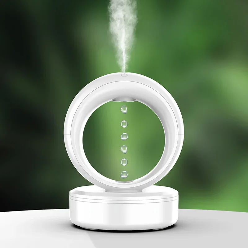 2023 new led night light zero gravity ultrasonic cool mist water drop backflow humidifier with anti-gravity levitating water