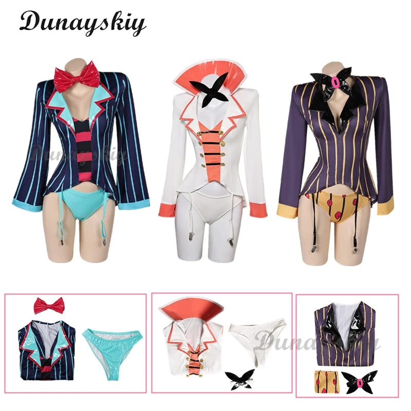 

Lucifer Valvox Cosplay Sexy Anime Hotel Costume Disguise Women Uniform Tops Pants Outfit Male Halloween Carnival Suit