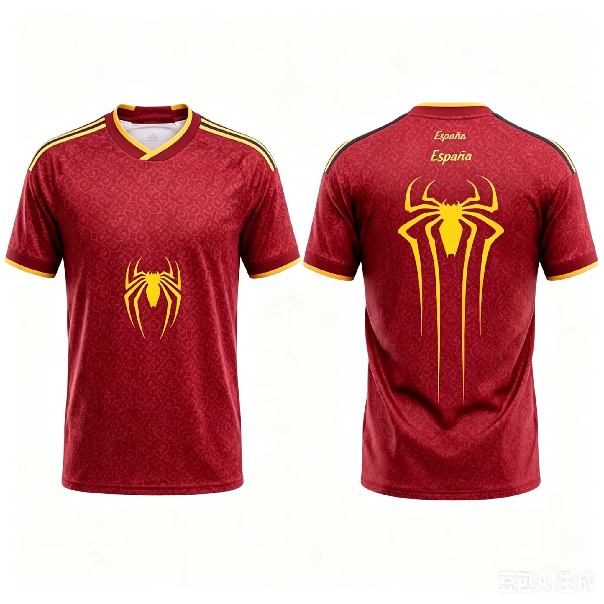 Street Fashion In Spain - Spanien Herren Damen Fußballtrikot Kurzarm Spinnenmuster