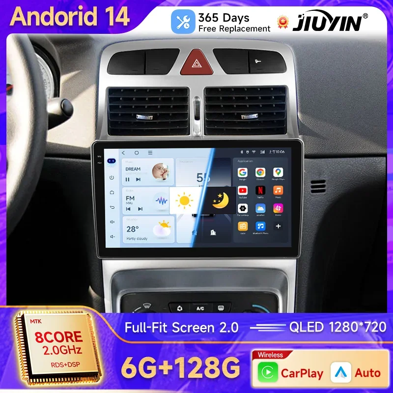 JIUYIN Autoradio Voor Peugeot 307 307CC 307SW 2002 - 2013 draadloze CarPlay Android Auto auto intelligente systemen Geen 2 din 2din DVD