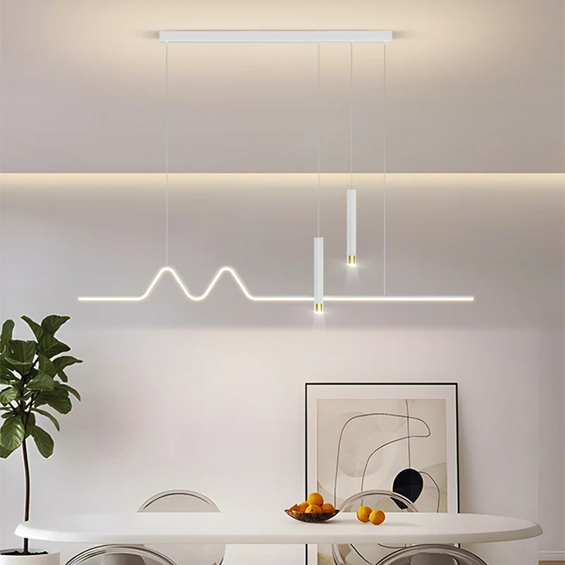 Imagem -05 - Modern One-shaped Led Lustre Linha Simples Lustre Pendurado Luz Decoração do Lar Quarto Sala de Estar Sala de Jantar