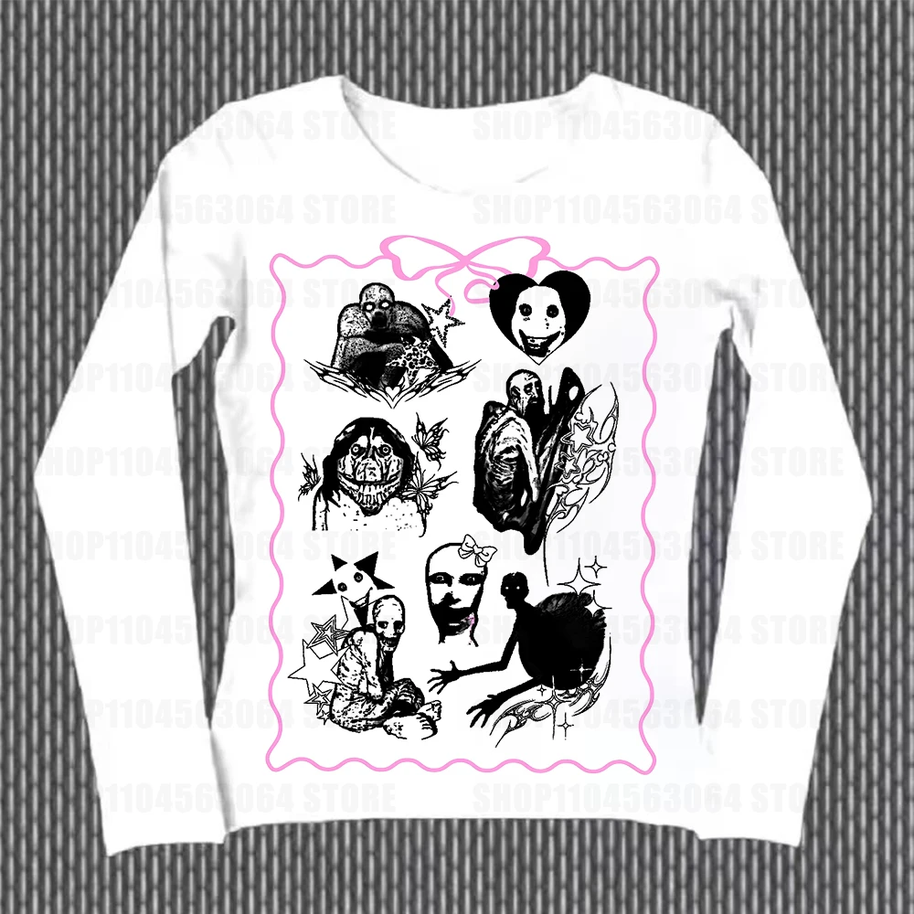 Y2K Top for Women 2000s Graphic Tees Harajuku Goth Anime Girl Y2K Kitty Grunge Clothes Womens Clothing Emo Graphic T-shirt