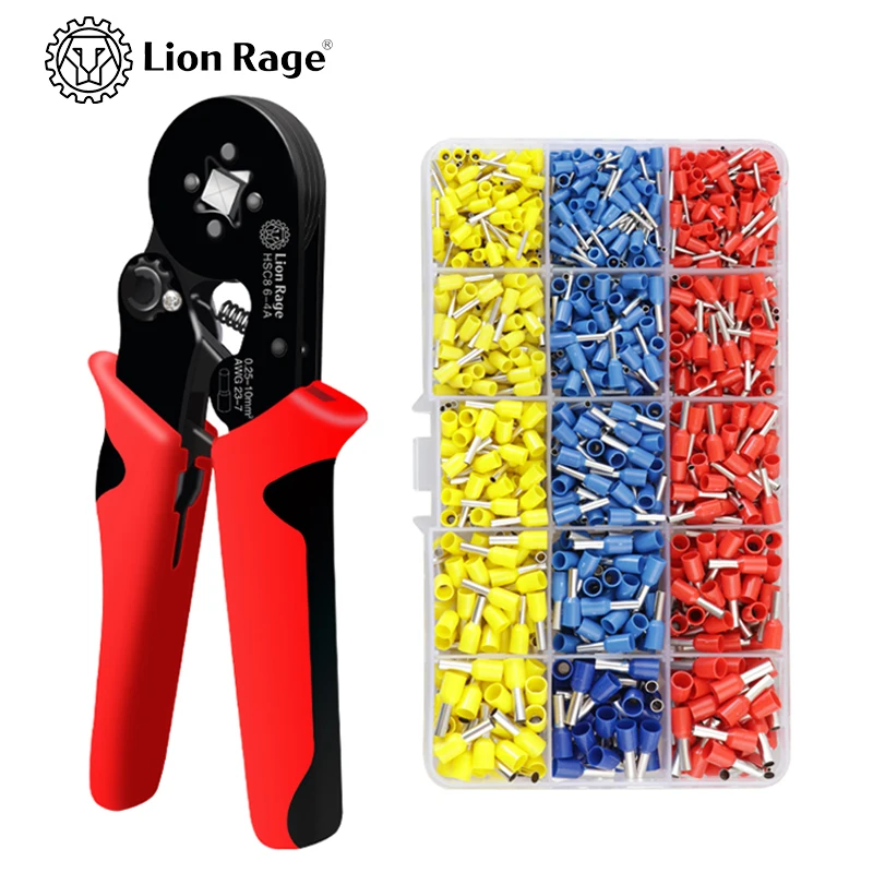 HSC8 6-4 Crimping Tools Ferrule Sleeves Tubular Terminal Wire Crimper Pliers Household Electrical Sets 1020pcs terminal