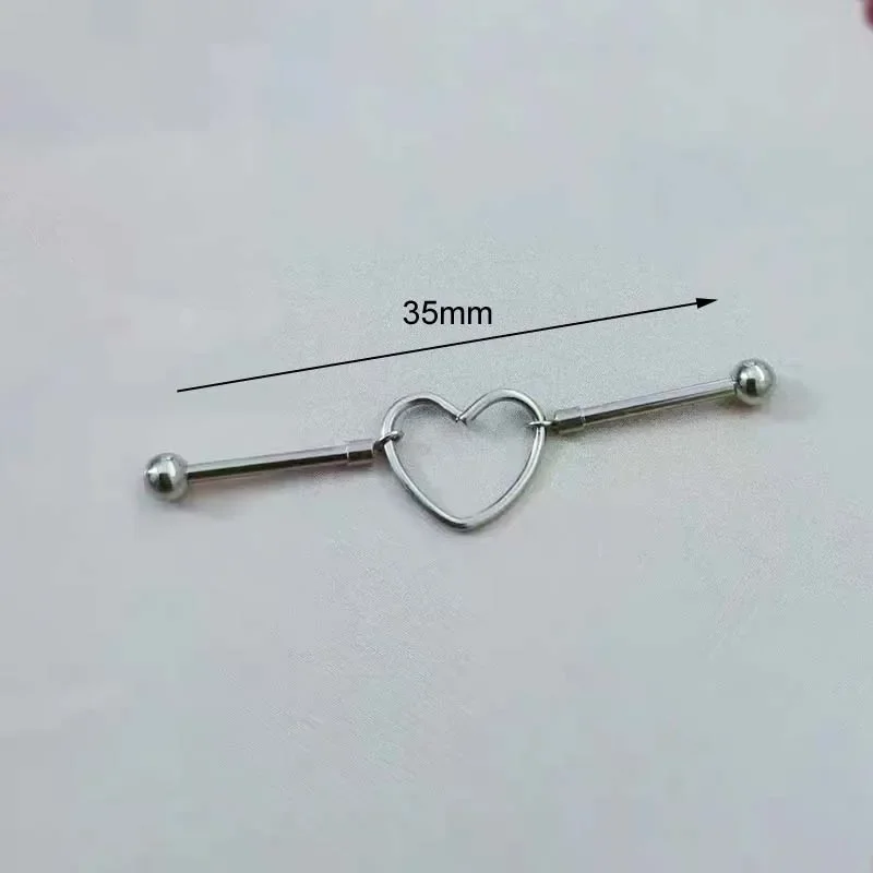 1PC Stainless Steel Industrial Piercing Floating Industrial Barbell Heart Cartilage Movable  Helix Earring Body Piercing 14G16G