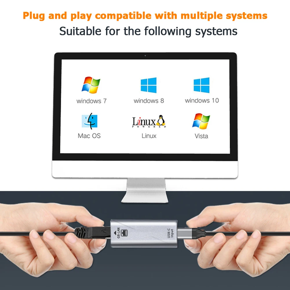 

Convenient Simple Operation USB C Type-C Female to RJ45 Female Ethernet Gigabit Wired LAN Network Adapter