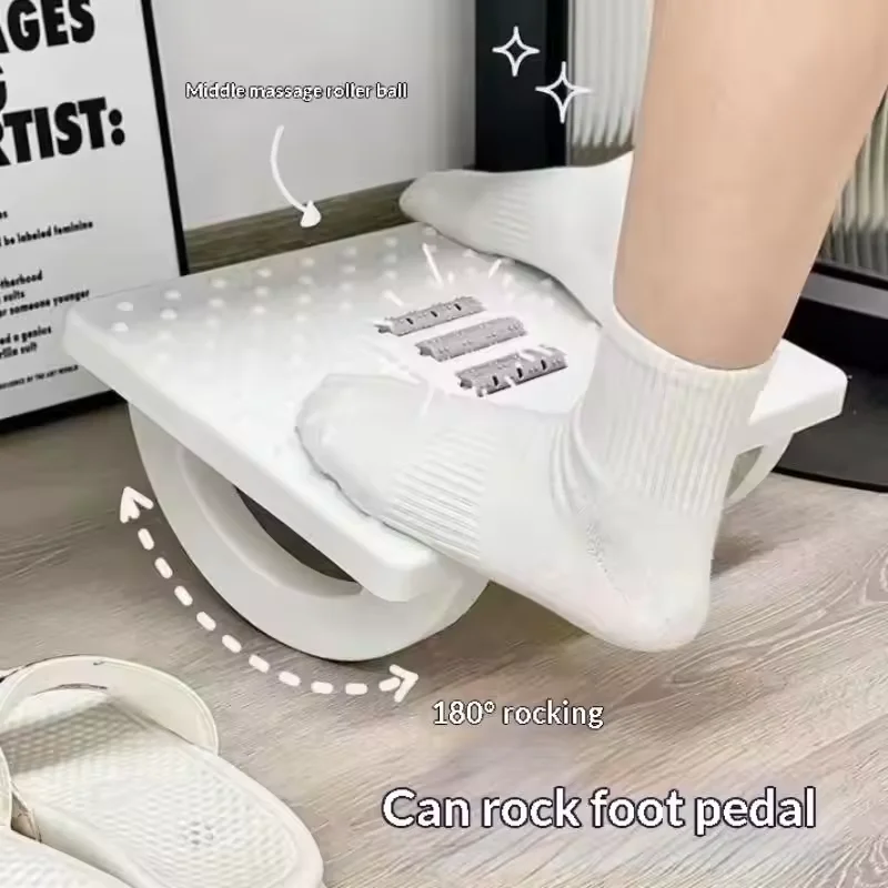 Ergonomic Rocking Foot Rest with Massage Rollers Under Desk Foot Pedal for Office Home Foot Relief