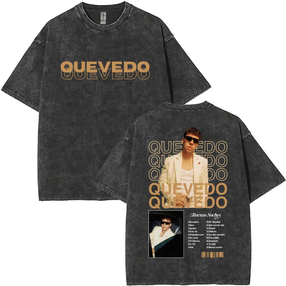 غسلها خمر QUEVEDO 2025 BUENAS NOCHES LATAM جولة تي شيرت الرجال النساء موضة الهيب هوب المتضخم تي شيرت عادية ريترو تي شيرت #5