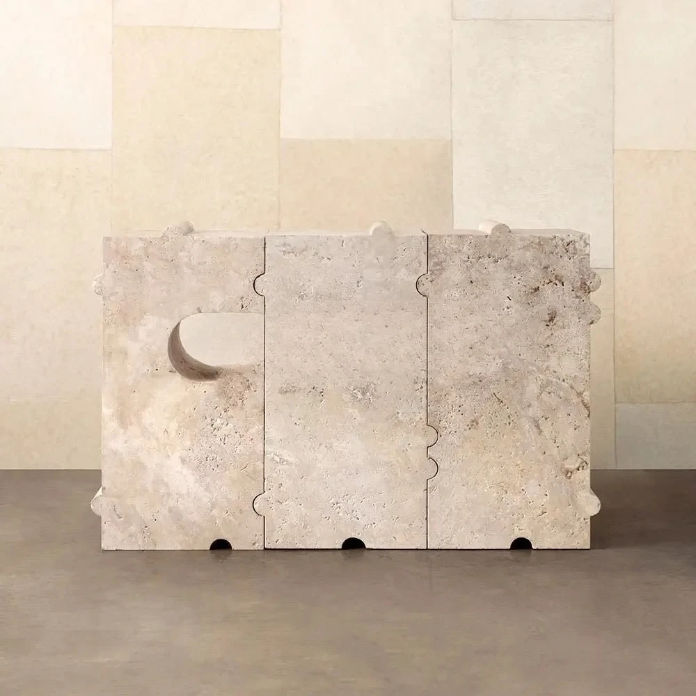 

A15 Натуральный травертин, входной светильник, роскошная модель комнаты, современный простой креативный мраморный входной столик в скандинавском стиле