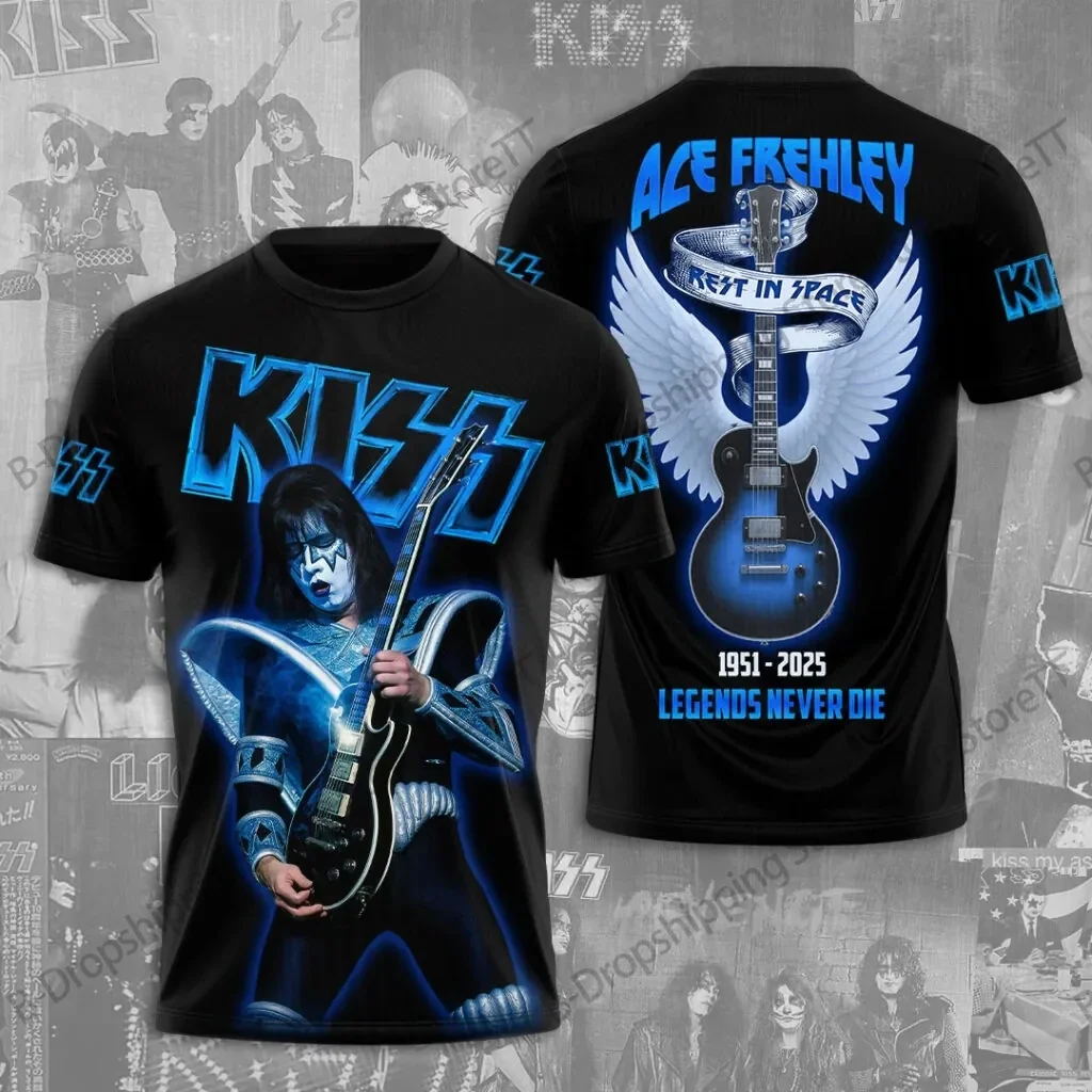 KISS Rock Band Ace Frehley Album 3D Print Tshirt Men Women Fashion Hip Hop Short Sleeve Tops Tees Men Clothing Camiseta