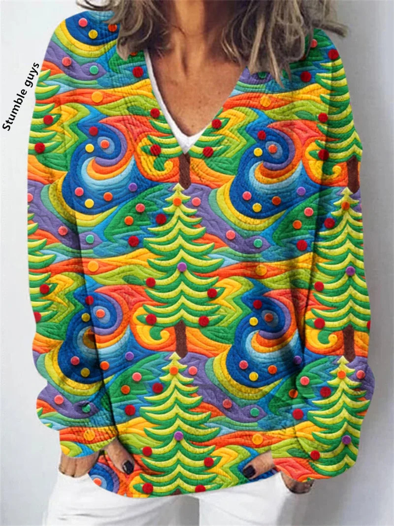 

Autumn Winter Sweater Women's Y2K Retro Christmas Casual Fashion European American Soft Dog Deer Snowman Print Knit Top​