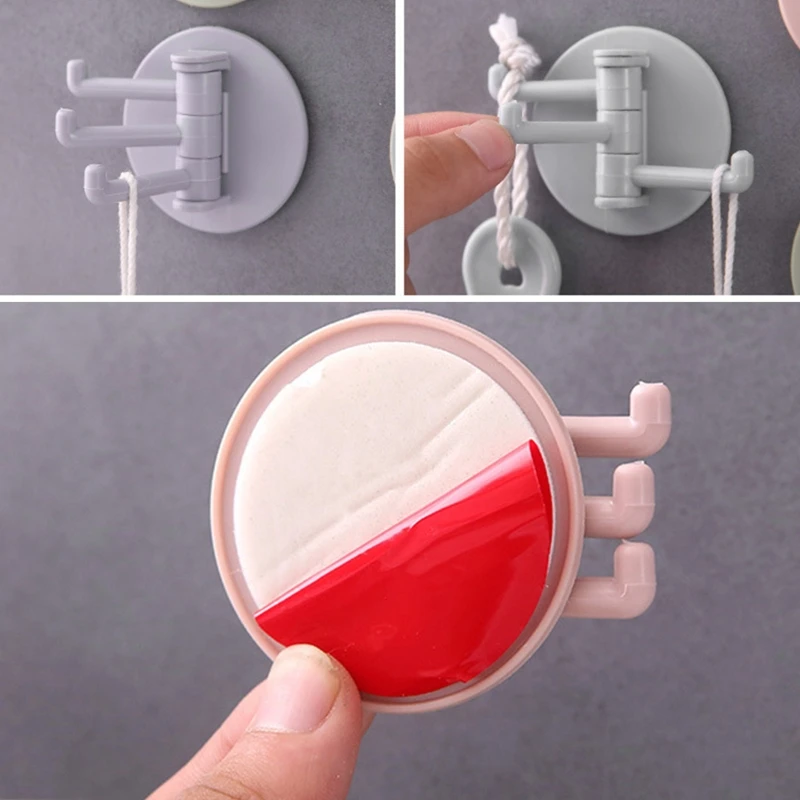 Sticky Hook Foldable Towel Hooks Wall Robe Hanger 3-Claws Hook Waterproof Dropship