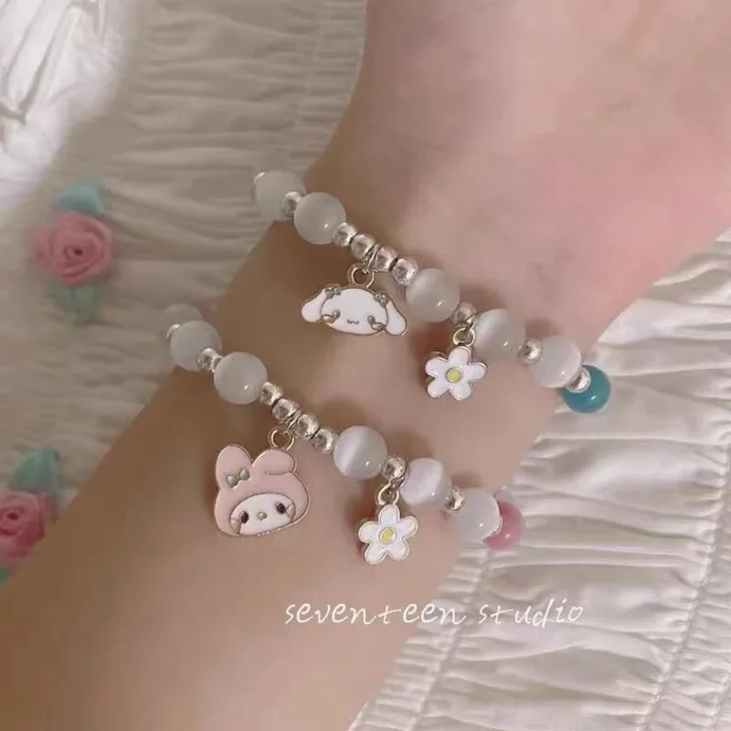 Sanrio Hello Kitty Kuromi Couple Bracelets for Woman Men Cute Magnet Romantic Heart Matching Lovers Bracelet Mymelody Jewelry