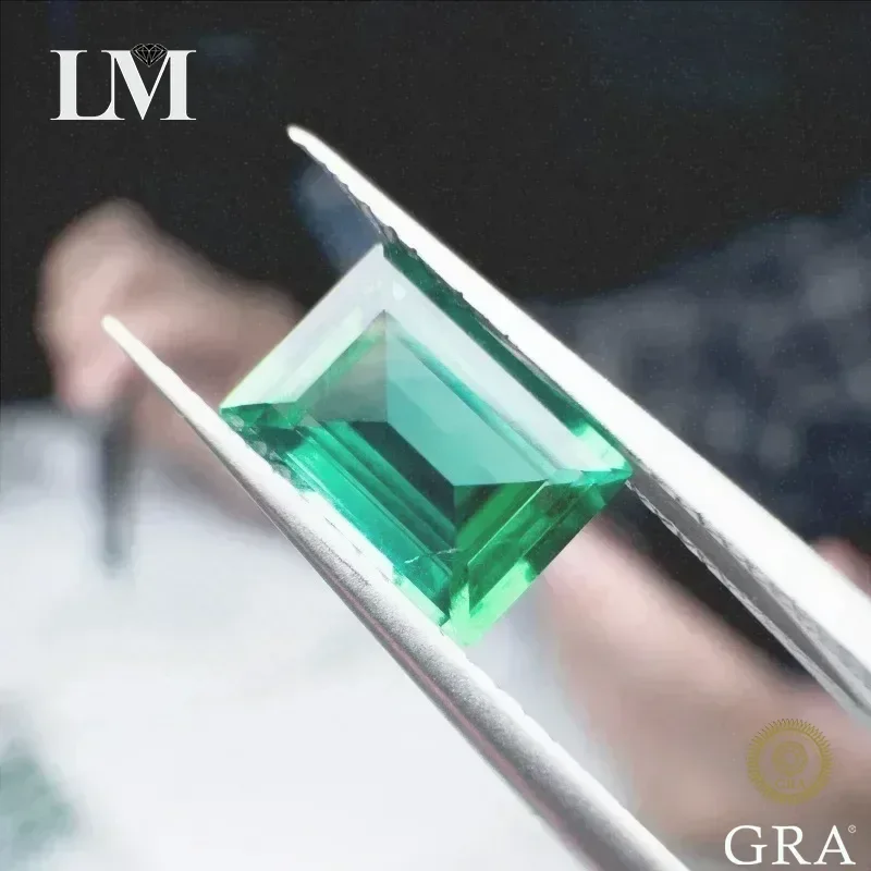 

Rectangle Lab Grown Zambian Emerald With Cracks Optional AGL Certificate Free Shipping For DIY Jewelry Craft