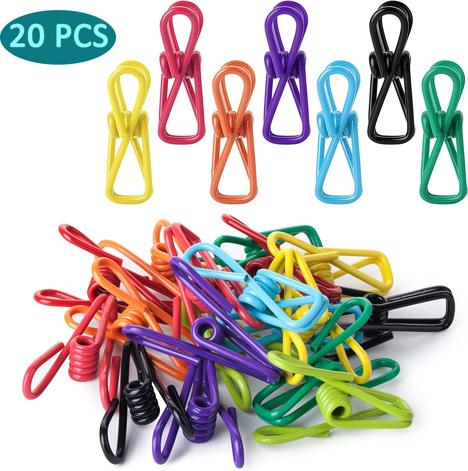Clothespins Clothes Pegs Chips Clips Random Colors Clothes Clips PVC Coated High Elasticity for Clothespin Paper Food Bag Clips