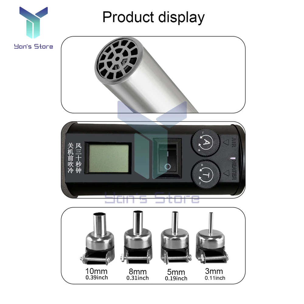 8018LCD Portable Desoldering Heat Guns Industrial Soldering Thermal Blower Adjustable Hot Air Gun Hair Dryer For Mobile Repair