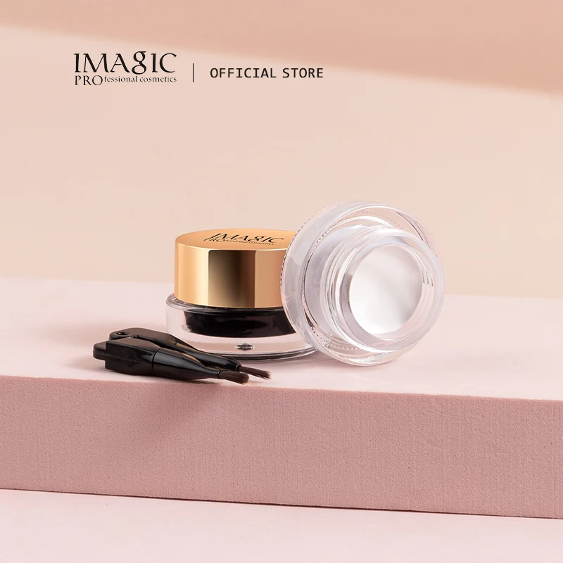 IMAGIC 2-Color Eyeliner Gel With Brush Long Lasting Waterproof Quick Dry Black Matte Natural Professional Easy Wear Korea Makeup