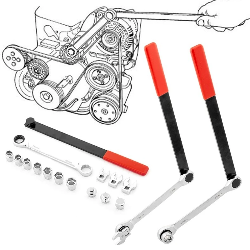 Allsome Set di strumenti per cintura serpentina a cricchetto Asta di prolunga smontaggio regolabile strumenti speciali per la riparazione automatica