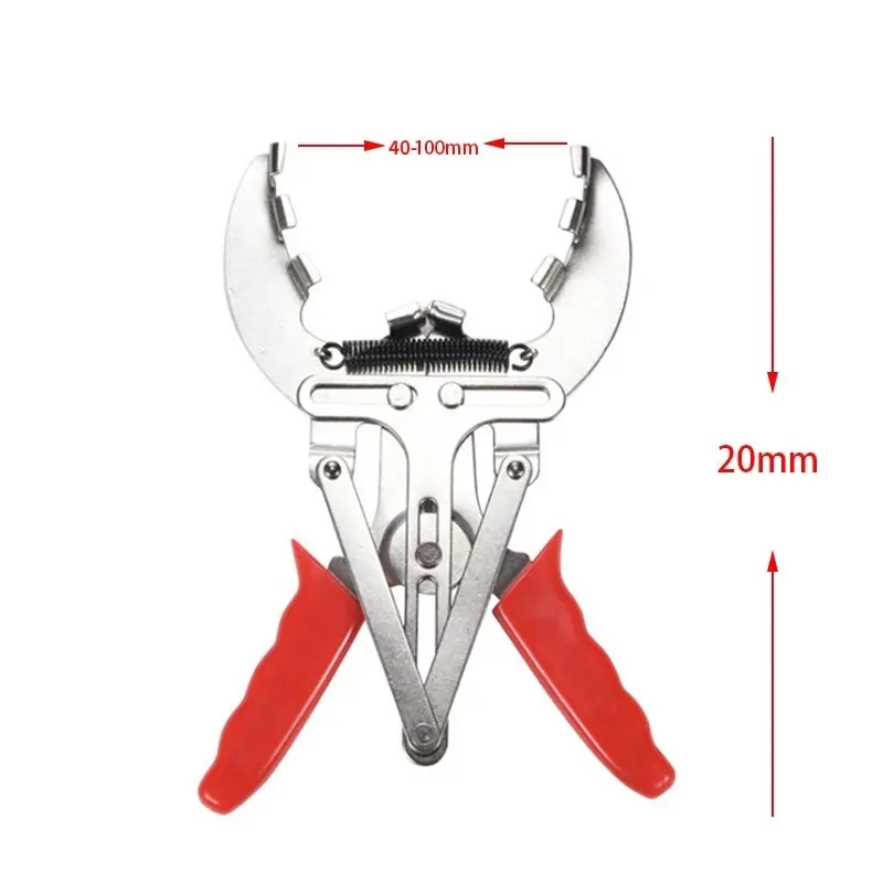 Adjustable Piston Ring Plier Clamp Powerful Expander Remover Car Repair Handheld Tool Nickel-Plated Surface Rubber Coated Handle