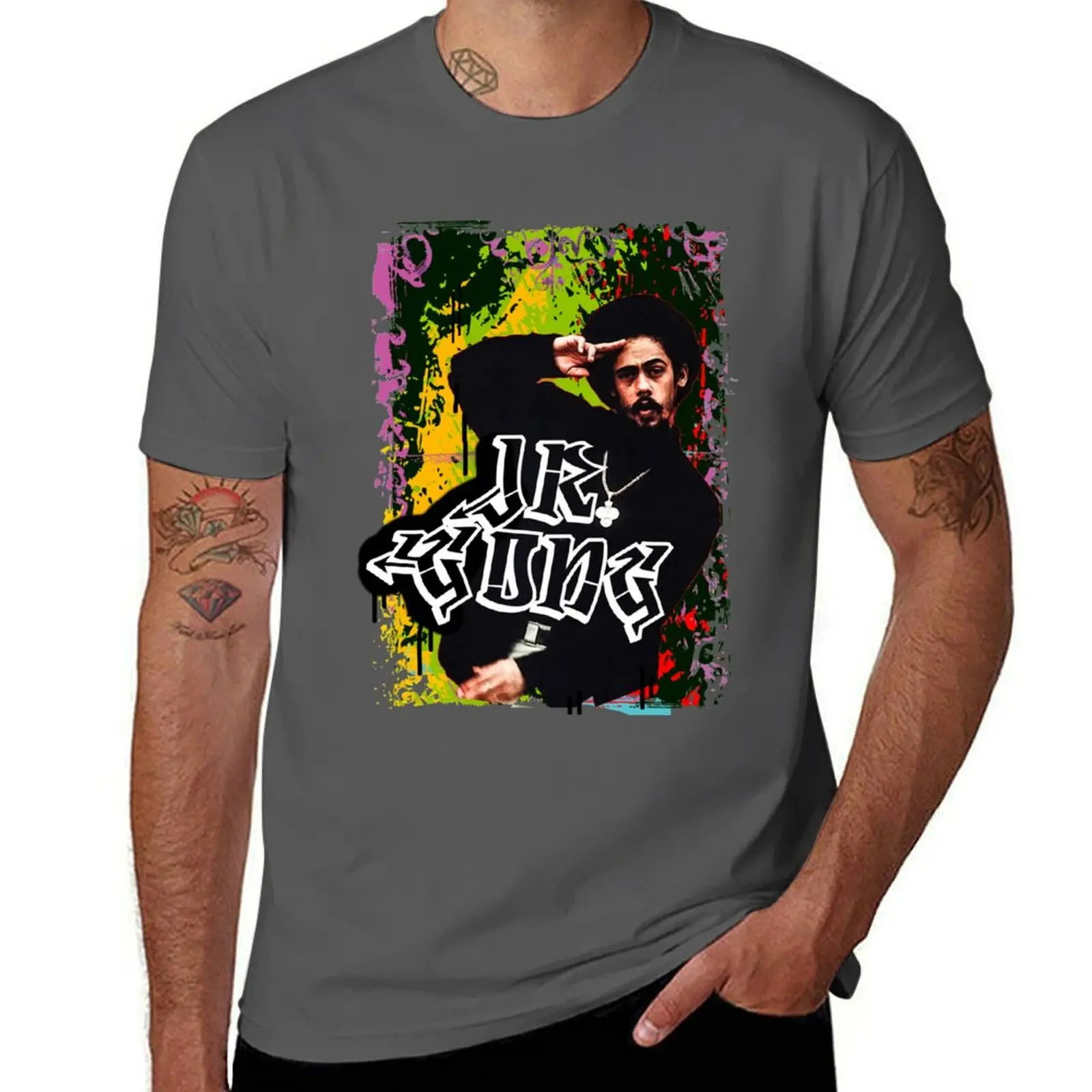 jr gong print marley T-Shirt Sport Basic Moisture Wicking Tee