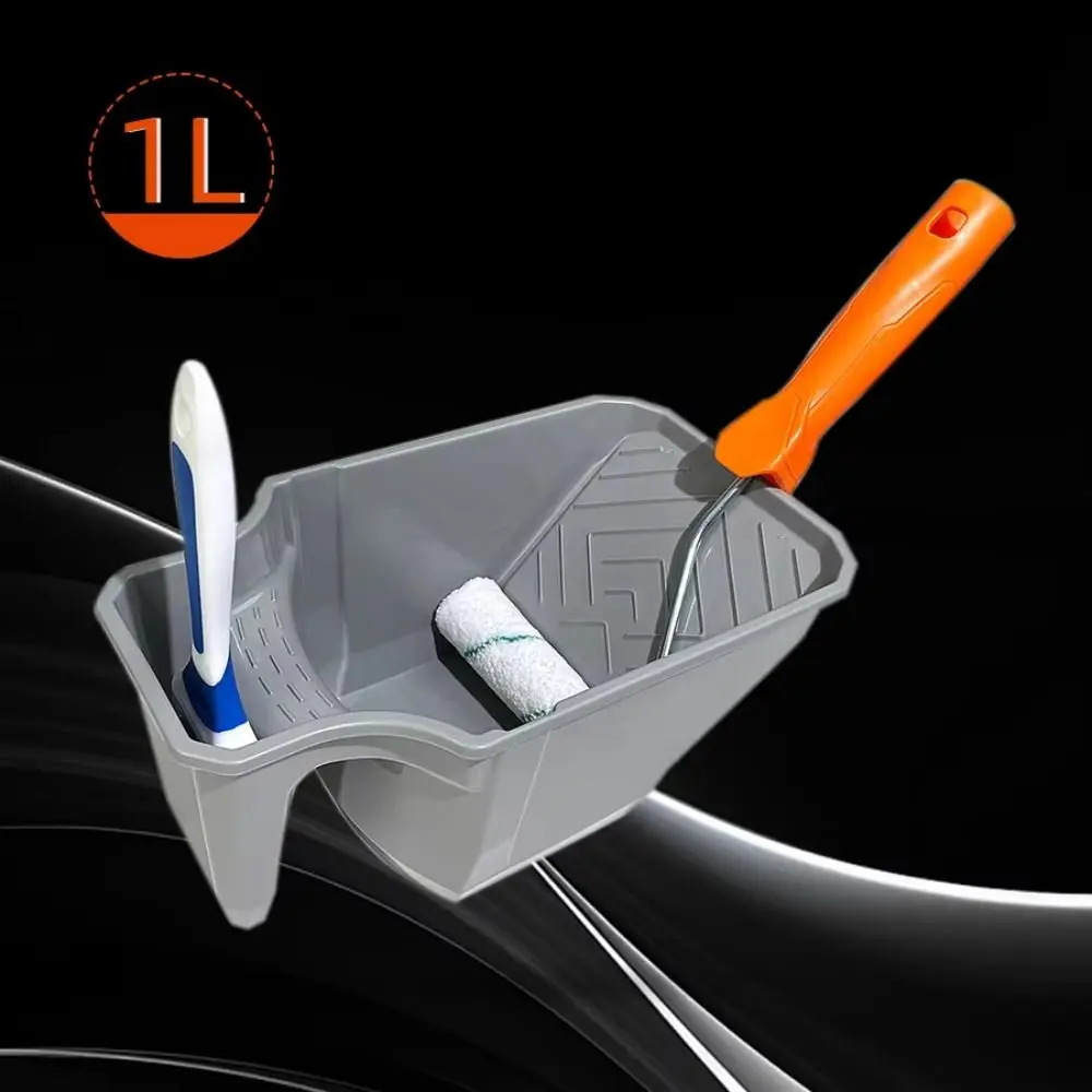 Durable Large Capacity Handheld Paint Cup Paint SuppliesConvenient Construction Easy-Grip Painting Bucket PP Grey Paint Tray
