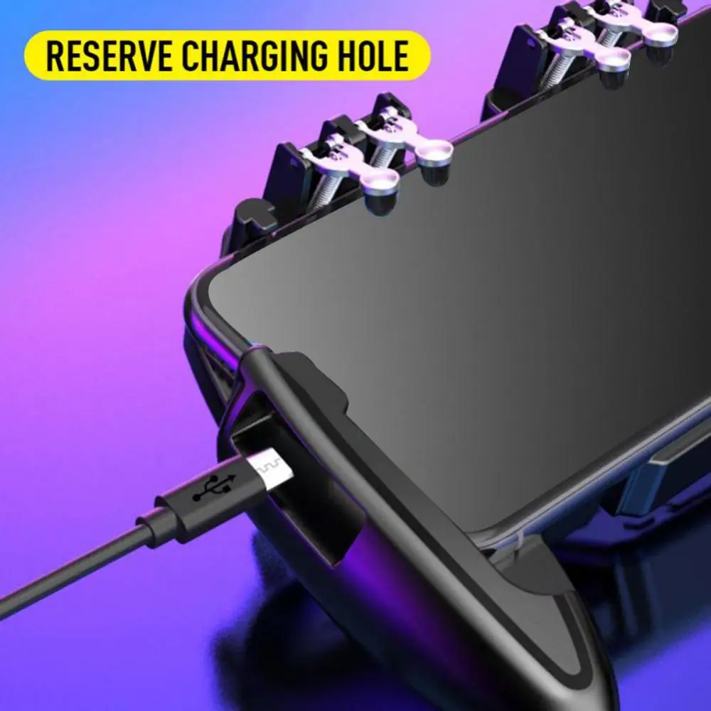 Cooling Fan Six Finger Phone Game Controller Gamepad Shooting Trigger for PUBG