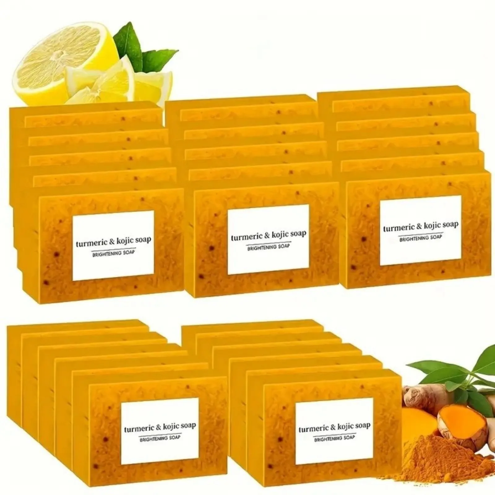 

Lemon curcumin & Kojic acid cold-made handmade soap. For facial and body cleansing, containing natural ginger extract. Exfoliati