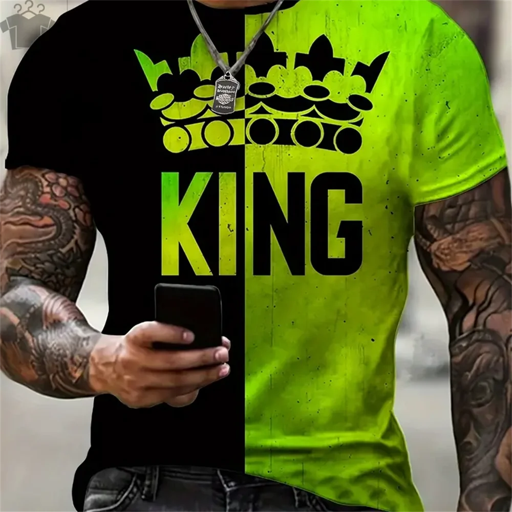 Short Sleeve Oversize T-shirt Man Short Sleeve Tee Men's Summer T-shirt King K Print Clothes Men Funny T-shirt O-Neck Tops Tees