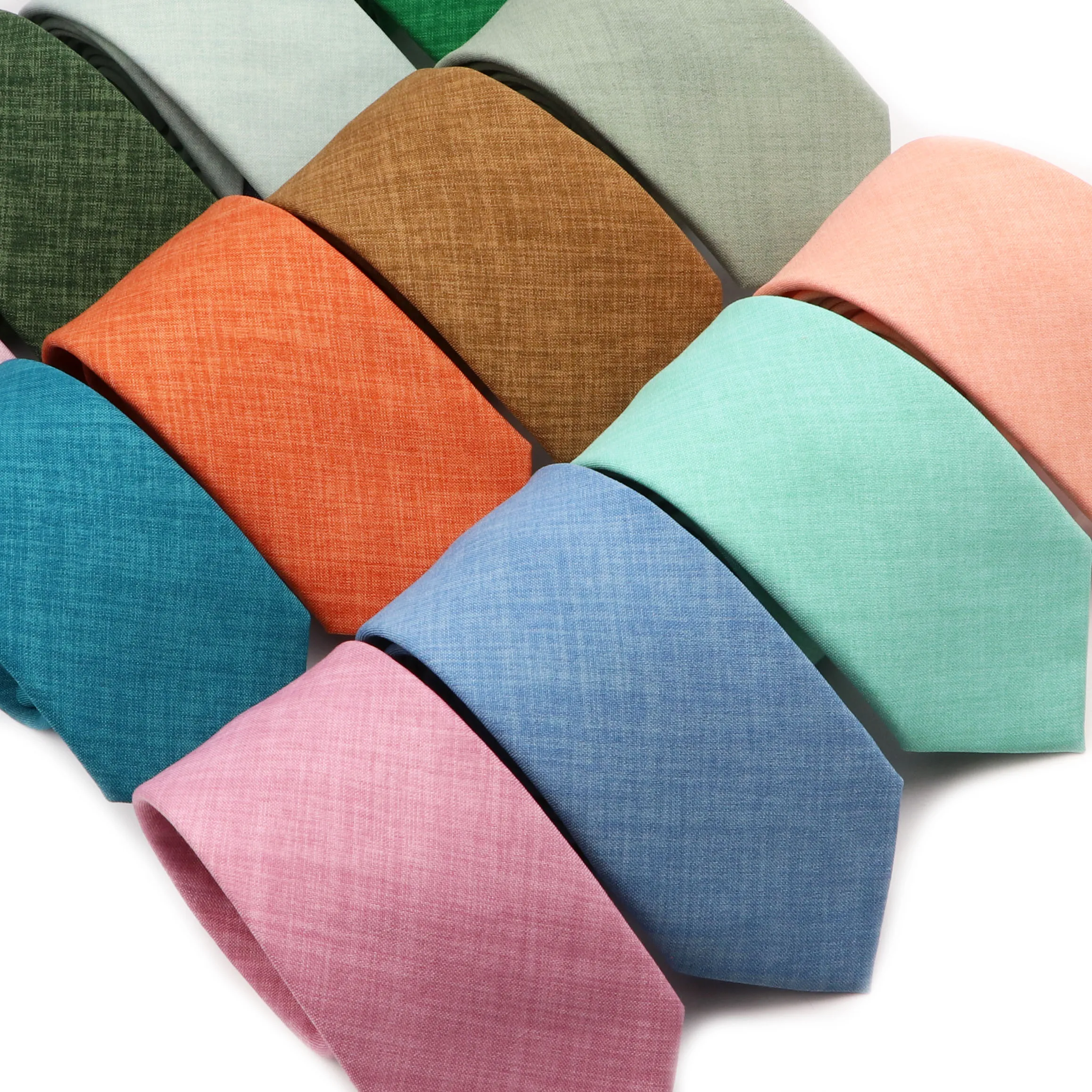 Solid Color Handmade Cotton Ties Men Necktie Striped Narrow Collar Slim Pink Sage Green Casual Tie Wedding Suit Accessories Gift