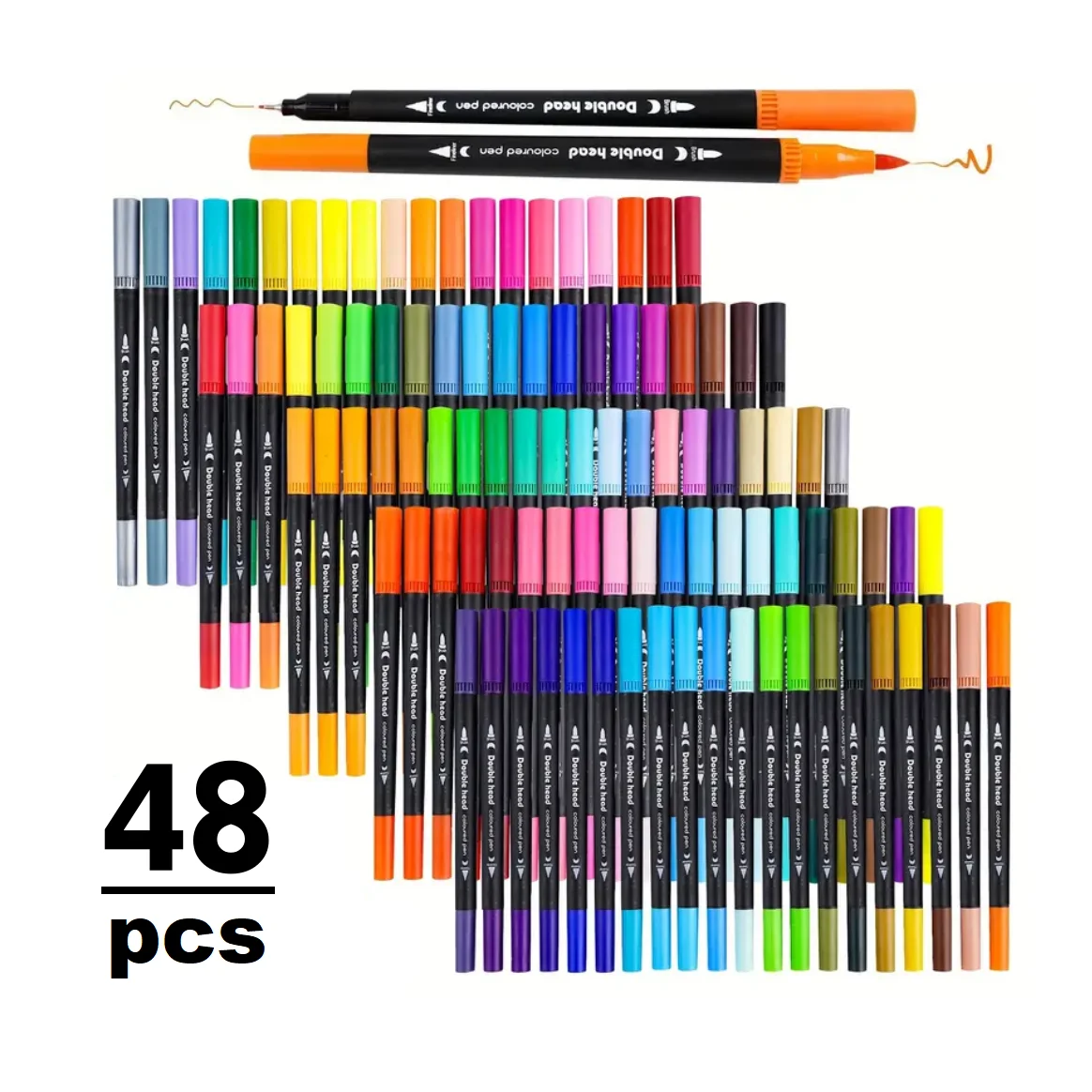 Double Ended Art Marker Pens, Brush & Fine Tip, Suitable for Artist Fine & Brush Coloring Markers, For Professional Use