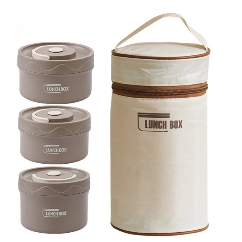 

3PCS Stainless Steel SUS304 Lunch Box With Insulated Bag Microwave Safe Multi Compartment Food Container For Office Travel