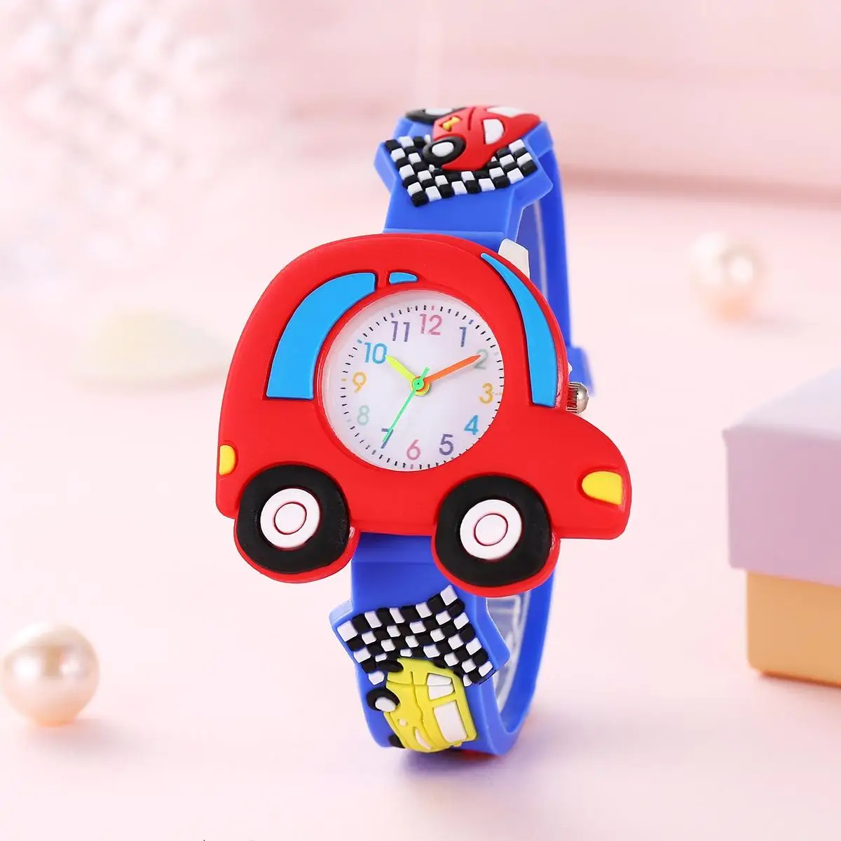 New 3D Pattern Cartoon Racing Car Children\'s Fashion Silicone Watch