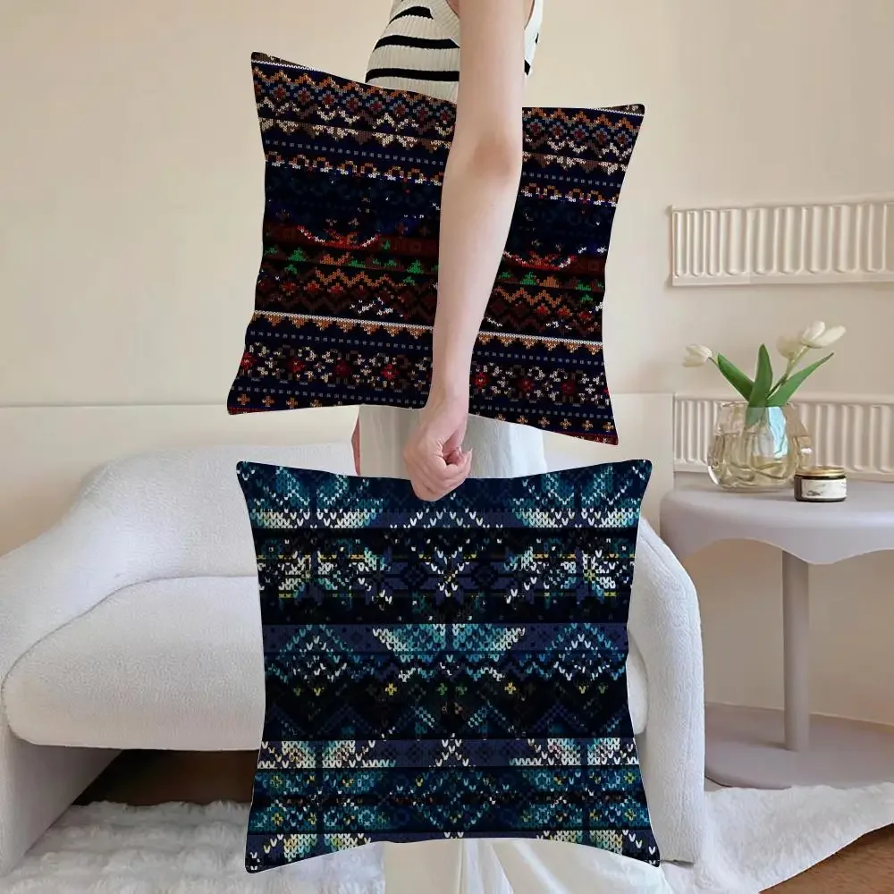Funda de almohada Modern y Elegante Fair Isle، Funda de almohada estampada con patron para sala de estar، Funda de cojín para #3