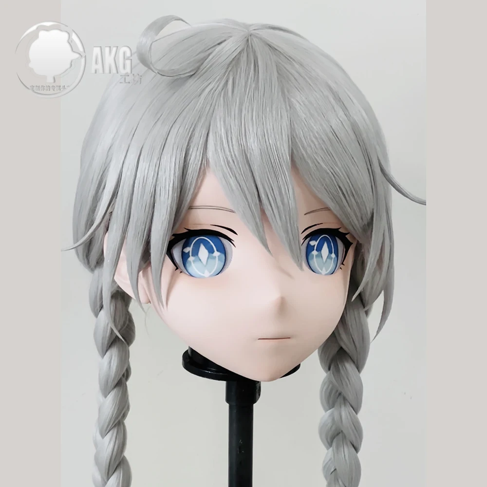 (AL46) Personaggio personalizzato Crossdressing Donna/Ragazza Resina Testa piena/Mezza testa con serratura Anime Cosplay Maschera giapponese Animego Kigurumi